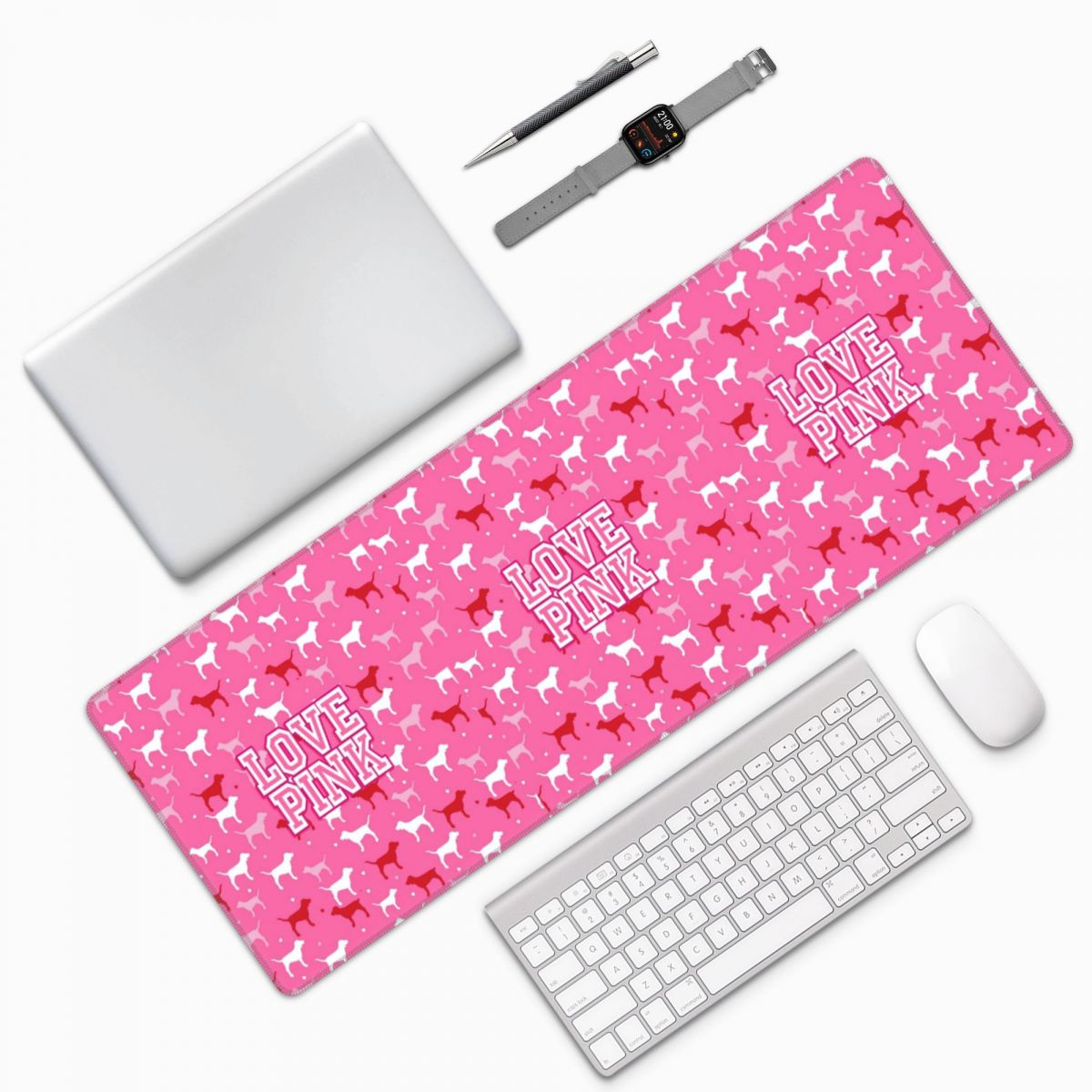 Pc Gaming Pink - แผ่นรองเมาส์ขนาดใหญ่สีชมพู Love Pink สำหรับคอมพิวเตอร์ คีย์บอร์ด เมาส์