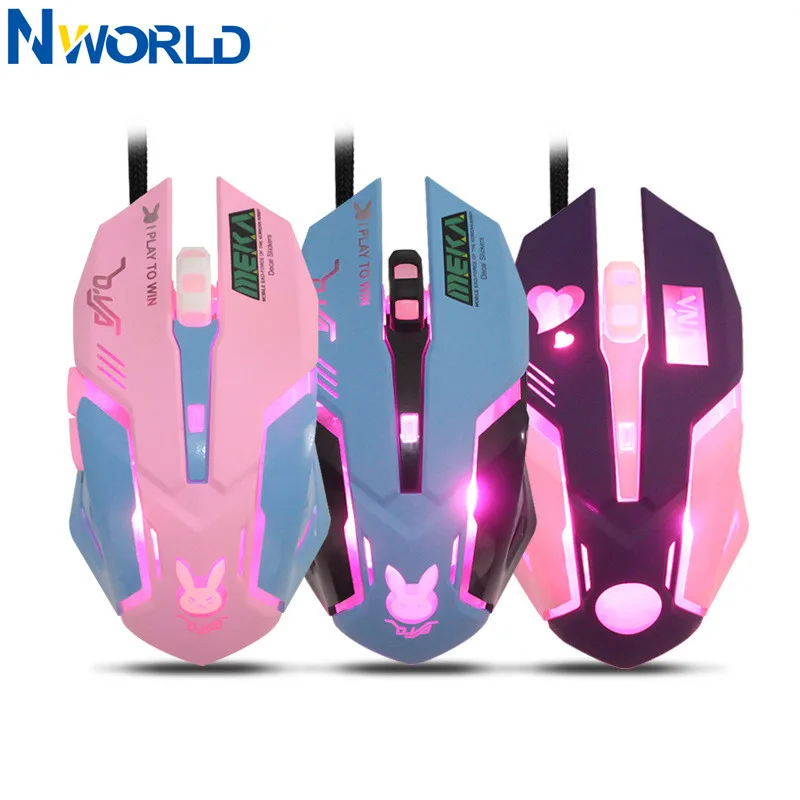 Pc Gaming Pink - เมาส์เกมมิ่ง OW 6 ปุ่ม พร้อมไฟ LED
